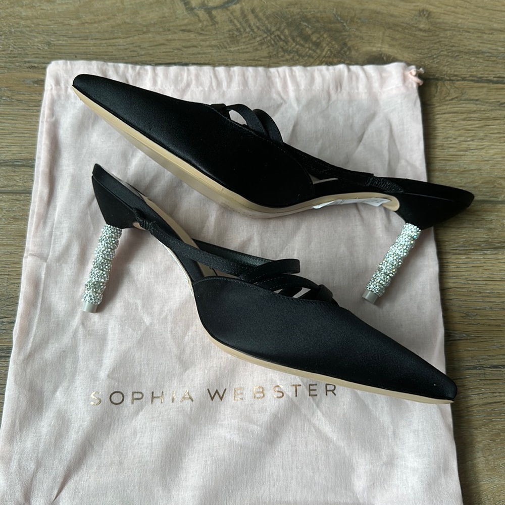 Sophia Webster black heels with crystal